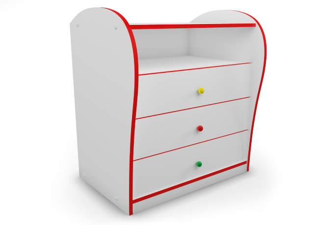 Комод Соната Kids 3 ящика Красный - Орма Мебель