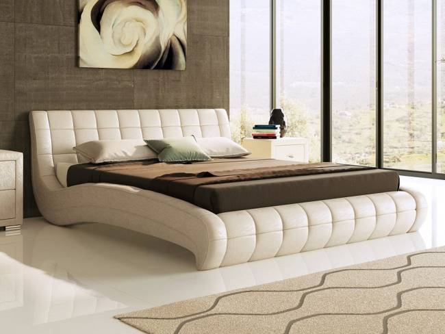 Кровать Nuvola 1, цвет: Экокожа Молочный перламутр Кровать Nuvola 1, цвет: Экокожа Молочный перламутр