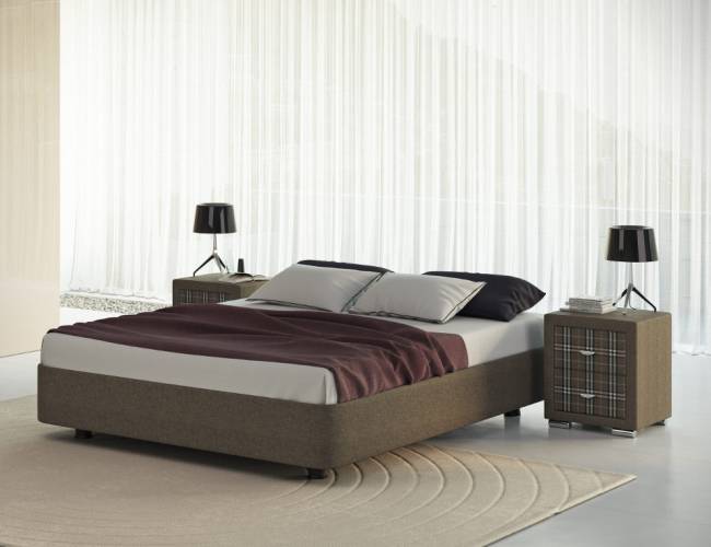 Кровать Rocky Base, цвет: Рогожка Коричневая ткань