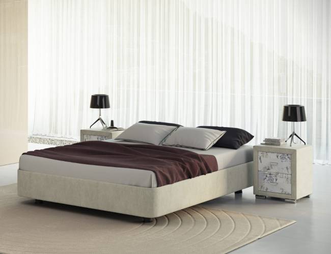 Кровать Rocky Base, цвет: Велюр Лофти Лен ткань