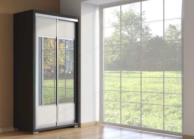 Шкаф купе 2-ух дв. Orma Soft 2 (2 зеркала), цвет: Экокожа Черный/Белый Шкаф купе 2-ух дв. Orma Soft 2 (2 зеркала), цвет: Экокожа Черный/Белый