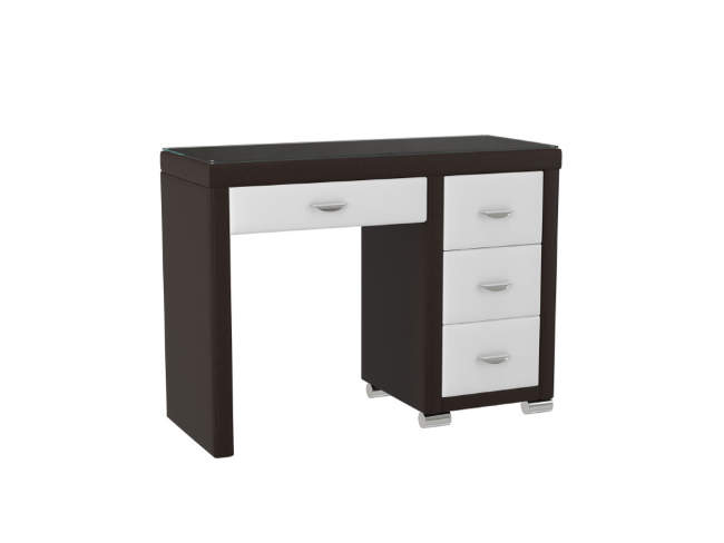 Туалетный стол OrmaSoft 2 (4 ящика) правый, цвет: Экокожа Коричневый/Белый