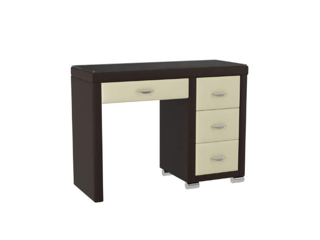 Туалетный стол OrmaSoft 2 (4 ящика) правый, цвет: Экокожа Коричневый/Кремовый