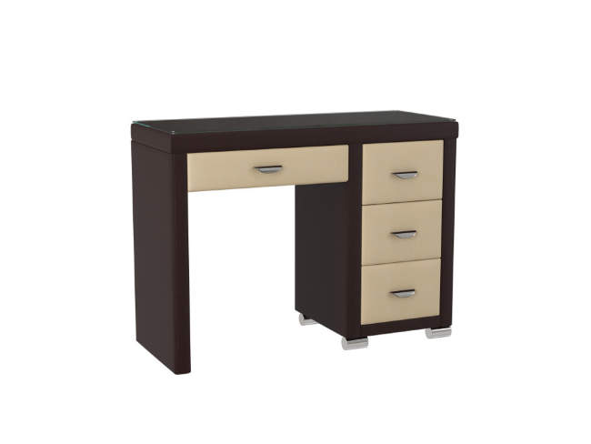 Туалетный стол OrmaSoft 2 (4 ящика) правый, цвет: Экокожа Коричневый/Бежевый