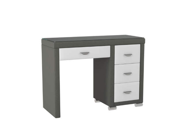Туалетный стол OrmaSoft 2 (4 ящика) правый, цвет: Экокожа Серый/Белый