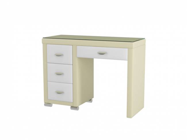 Туалетный стол OrmaSoft-2 (4 ящика) левый, цвет: Экокожа Кремовый/Белый