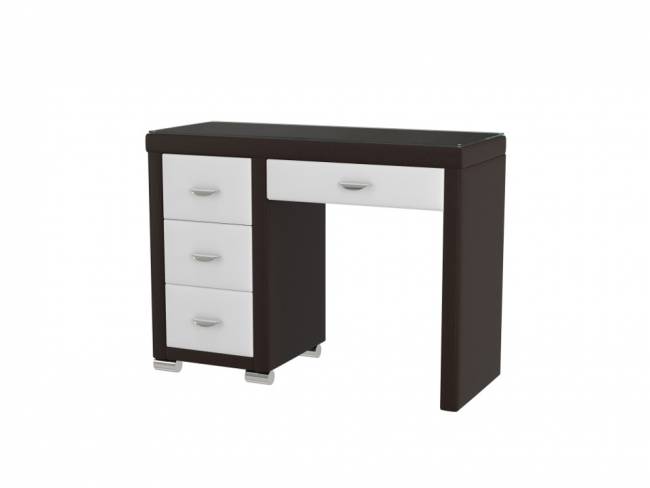 Туалетный стол OrmaSoft-2 (4 ящика) левый, цвет: Экокожа Коричневый/Белый