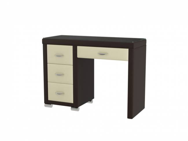 Туалетный стол OrmaSoft-2 (4 ящика) левый, цвет: Экокожа Коричневый/Кремовый