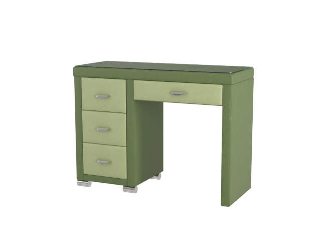 Туалетный стол OrmaSoft-2 (4 ящика) левый, цвет: Экокожа Олива/Зеленое яблоко