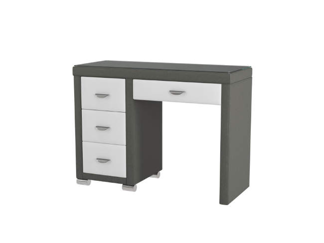 Туалетный стол OrmaSoft-2 (4 ящика) левый, цвет: Экокожа Серый/Белый