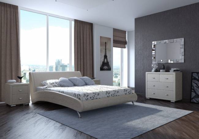 Кровать Corso 2, цвет: Экокожа Жемчуг