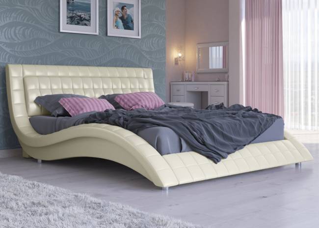 Кровать Атлантико с подъемным механизмом, цвет: Экокожа Молочный перламутр Кровать Атлантико с подъемным механизмом, цвет: Экокожа Молочный перламутр