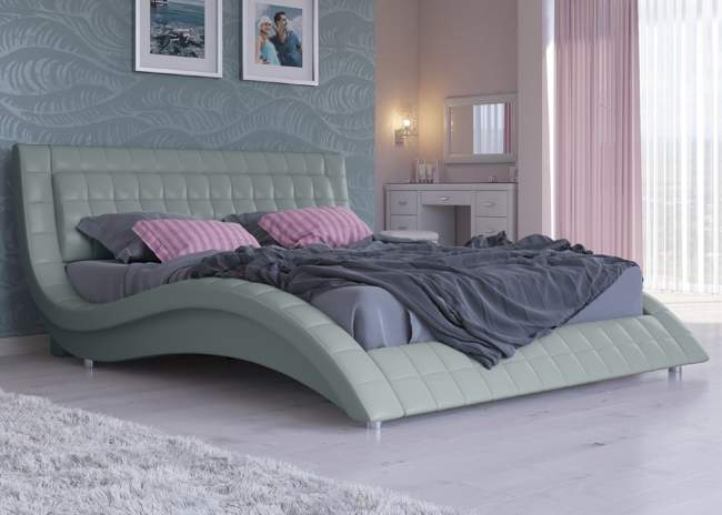 Кровать Атлантико с подъемным механизмом, цвет: Экокожа Серая Кровать Атлантико с подъемным механизмом, цвет: Экокожа Серая