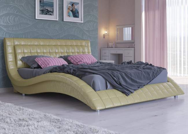 Кровать Атлантико с подъемным механизмом, цвет:  Экокожа Золото Кровать Атлантико с подъемным механизмом, цвет:  Экокожа Золото