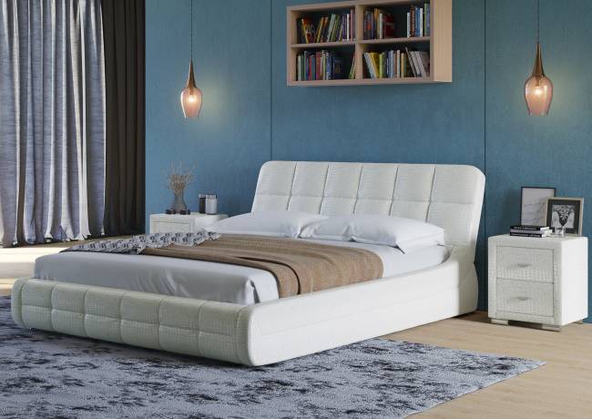 Кровать Corso 6, цвет: Экокожа Кайман Белый Кровать Corso 6, цвет: Экокожа Кайман Белый