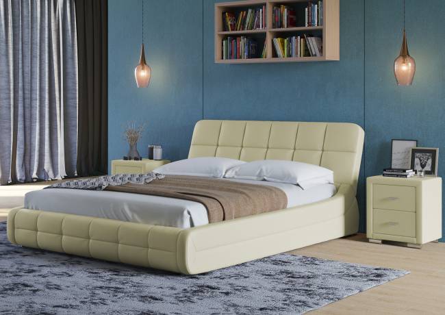 Кровать Corso 6, цвет: Экокожа Кремовая Кровать Corso 6, цвет: Экокожа Кремовая