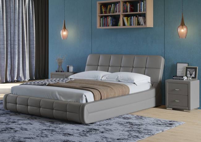 Кровать Corso 6, цвет: Экокожа Серая Кровать Corso 6, цвет: Экокожа Серая