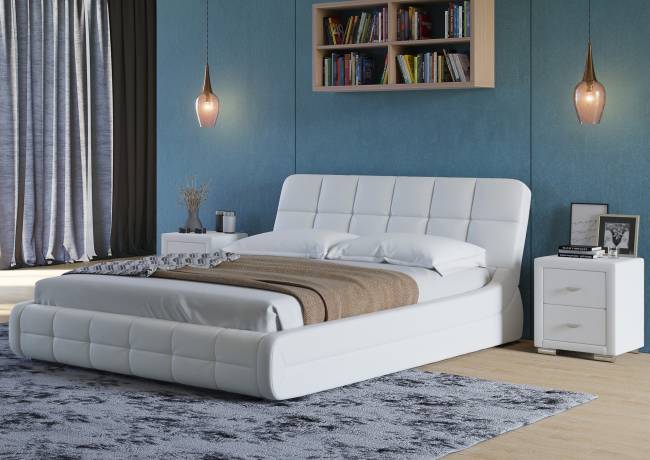 Кровать Corso 6, цвет: Экокожа Белая Кровать Corso 6, цвет: Экокожа Белая