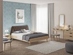 160-200 Кровать Lagom Hill Wood Лама Бежевый/Лак матовый (бук)