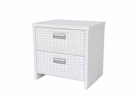 Тумба Como/Veda (2 ящика), цвет: ЛДСП Белый/Экокожа Кайман Белый