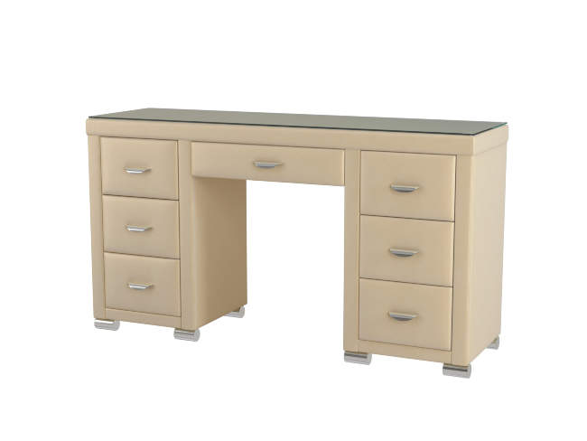 Туалетный стол OrmaSoft 2 (7 ящиков), цвет: Экокожа Бежевый перламутр