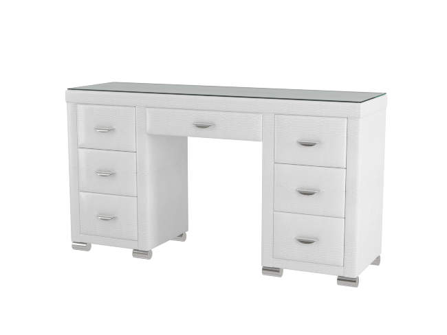 Туалетный стол OrmaSoft 2 (7 ящиков), цвет: Экокожа Кайман Белый